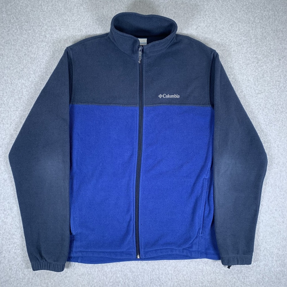 Columbia Fleece Jacket Mens Large Blue Colorblock Full Zip WM3220 Outdoor - Picture 2 of 16
